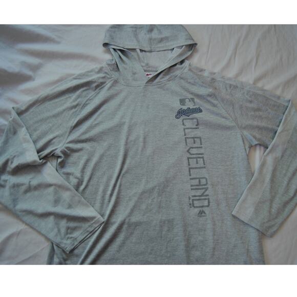 Cleveland Indians Gray Authentic Majestic Lightweight Hooded Pullover X-Large - Picture 2 of 9
